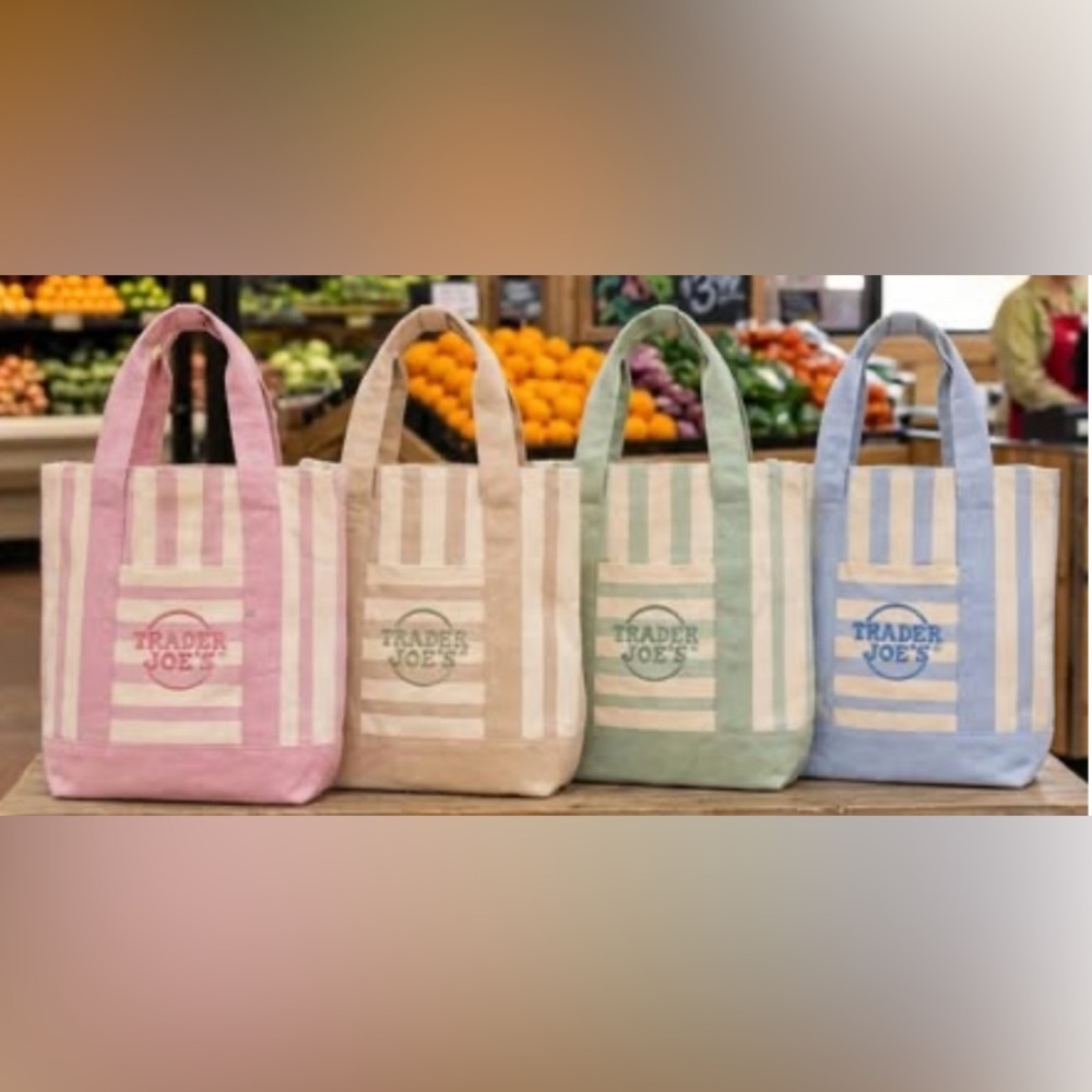 Trader Joe’s Pastel Stripe Tote Bag - Pink, Blue, Green, Beige